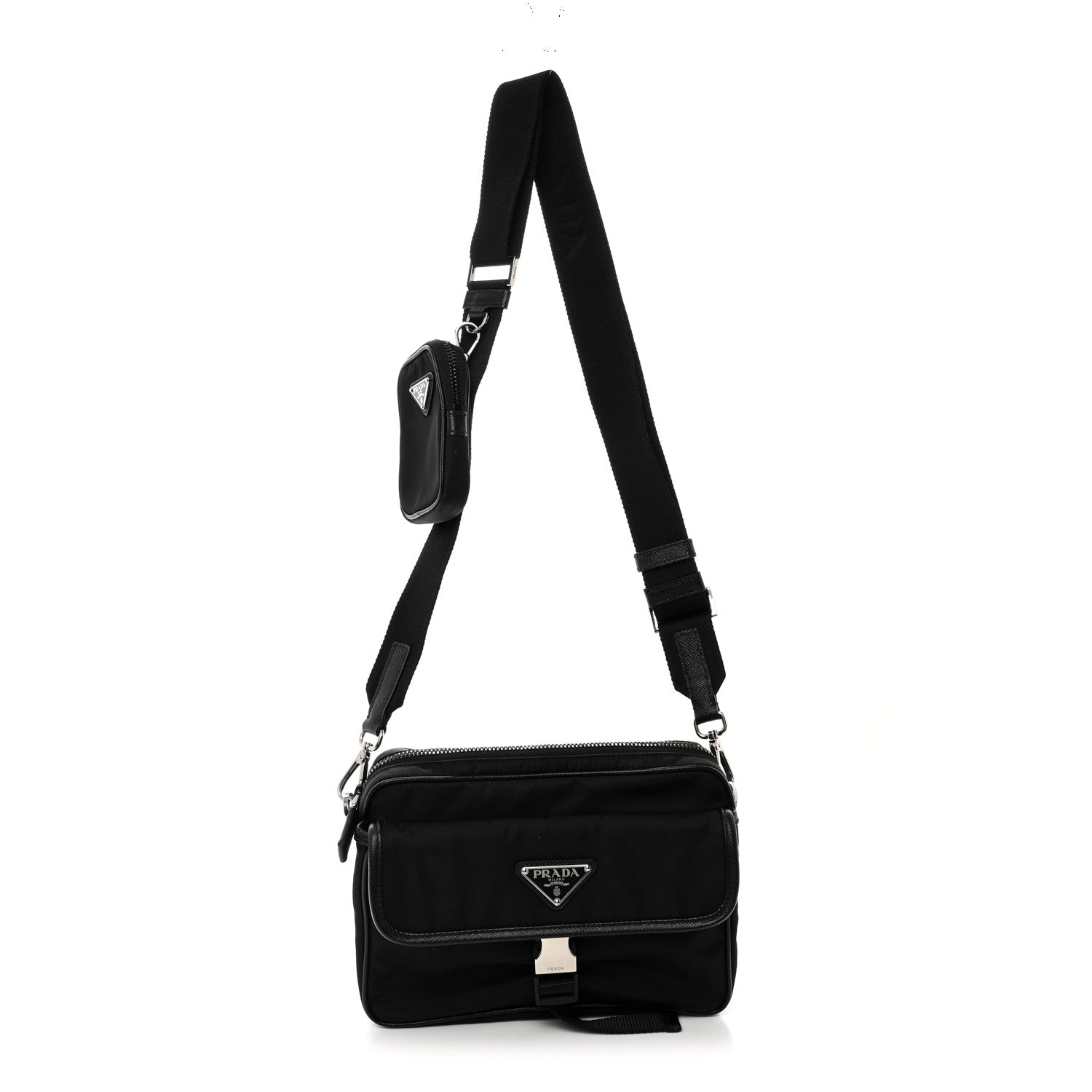Prada Re-Nylon Saffiano Shoulder Bag Black 1 of 11