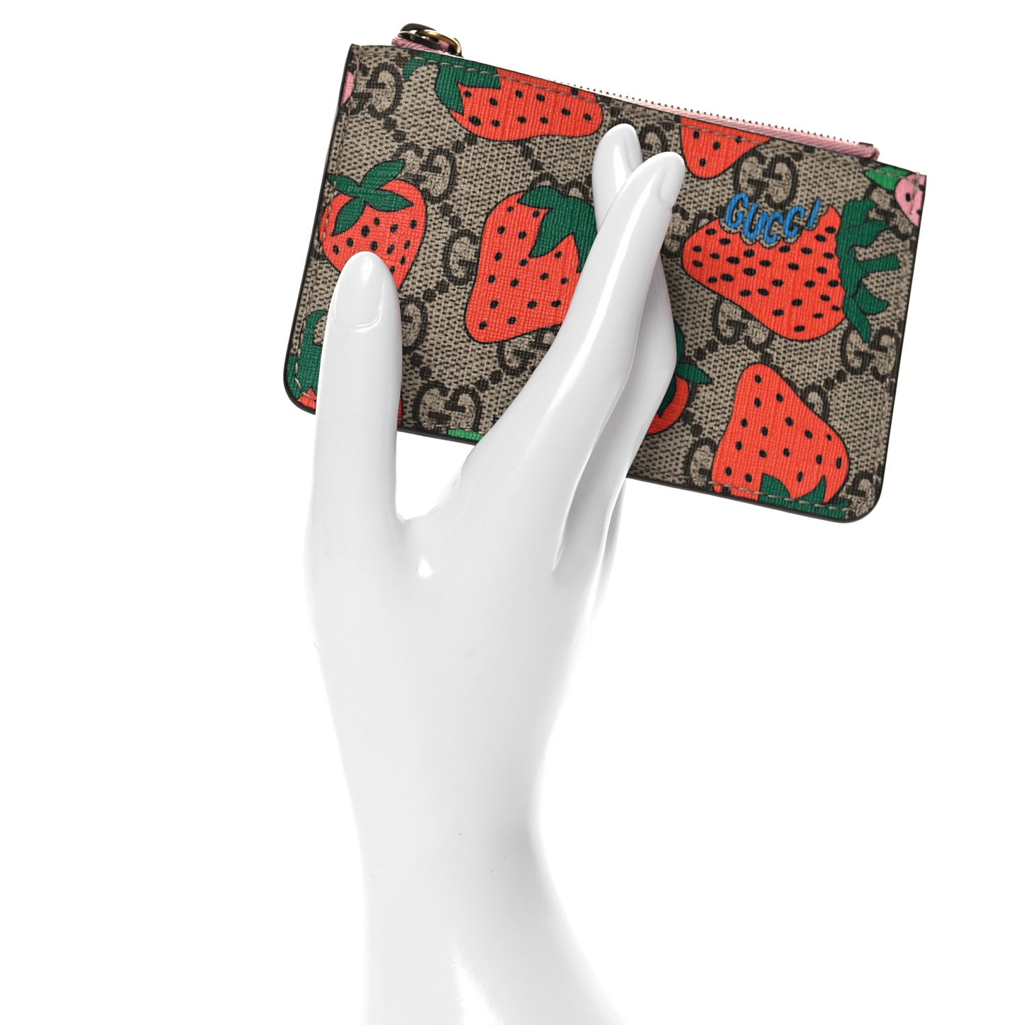 GG Supreme Monogram Strawberry Key Case