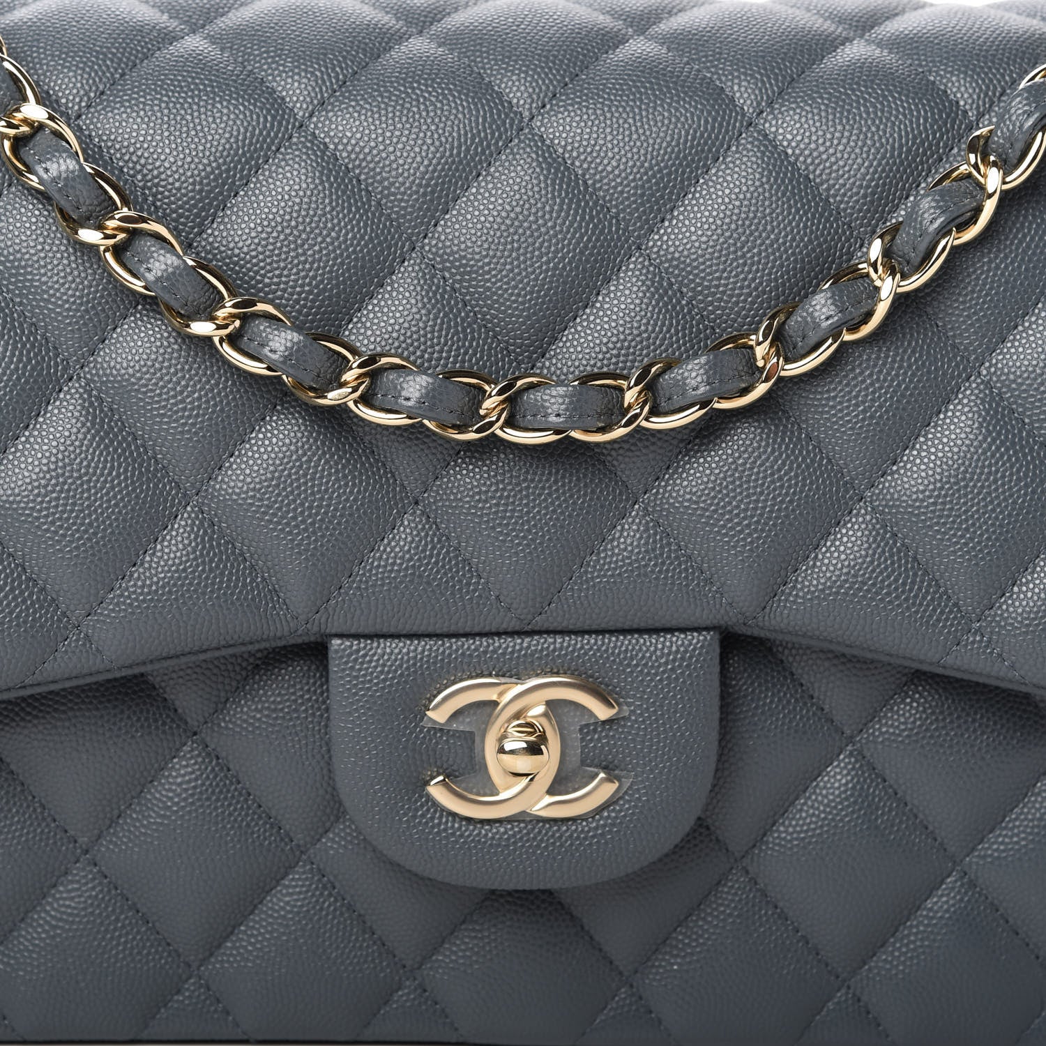 Chanel Caviar Quilted Jumbo Double Flap Dark Grey 10 of 10