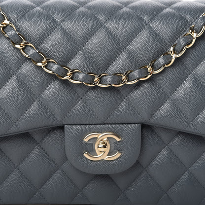 Chanel Caviar Quilted Jumbo Double Flap Dark Grey 10 of 10