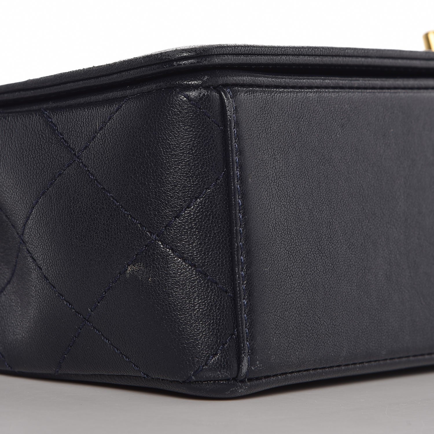 Chanel Sheepskin Quilted Vintage Mademoiselle Flap Navy 9 of 11