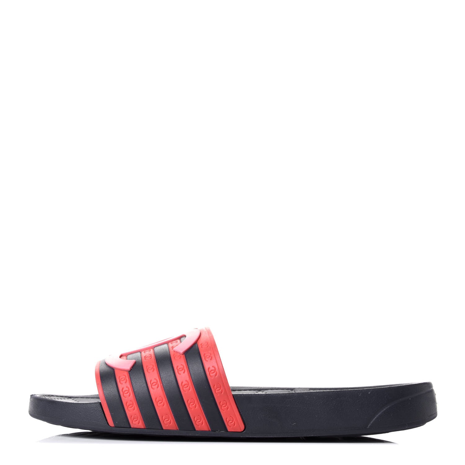 Chanel Rubber CC Flat Slide Sandals 40 Pink Red 1 of 6