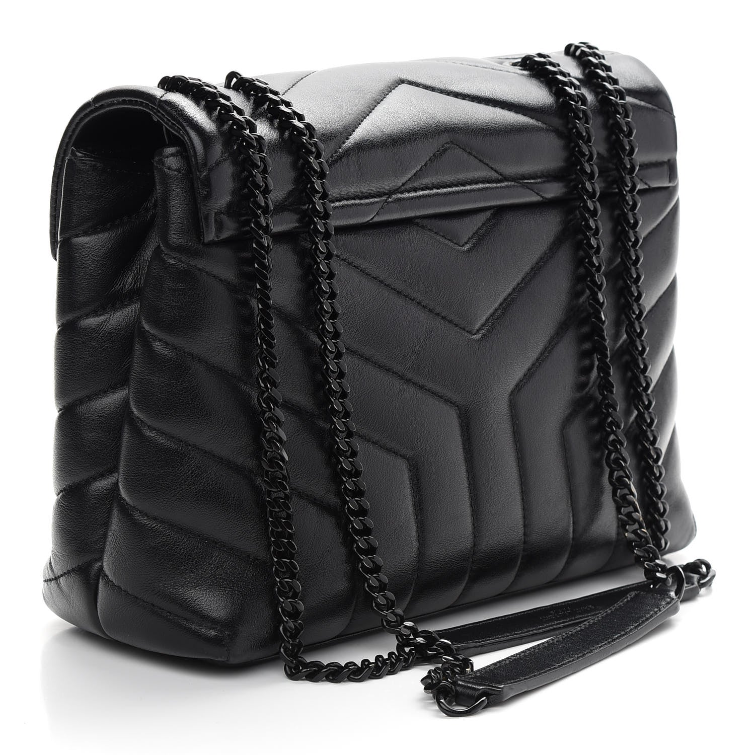 Saint Laurent Calfskin Y Quilted Monogram Small Loulou Chain Satchel Black 3 of 9