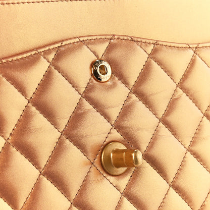 Chanel Metallic Lambskin Quilted Medium Double Flap Golden 12 of 13