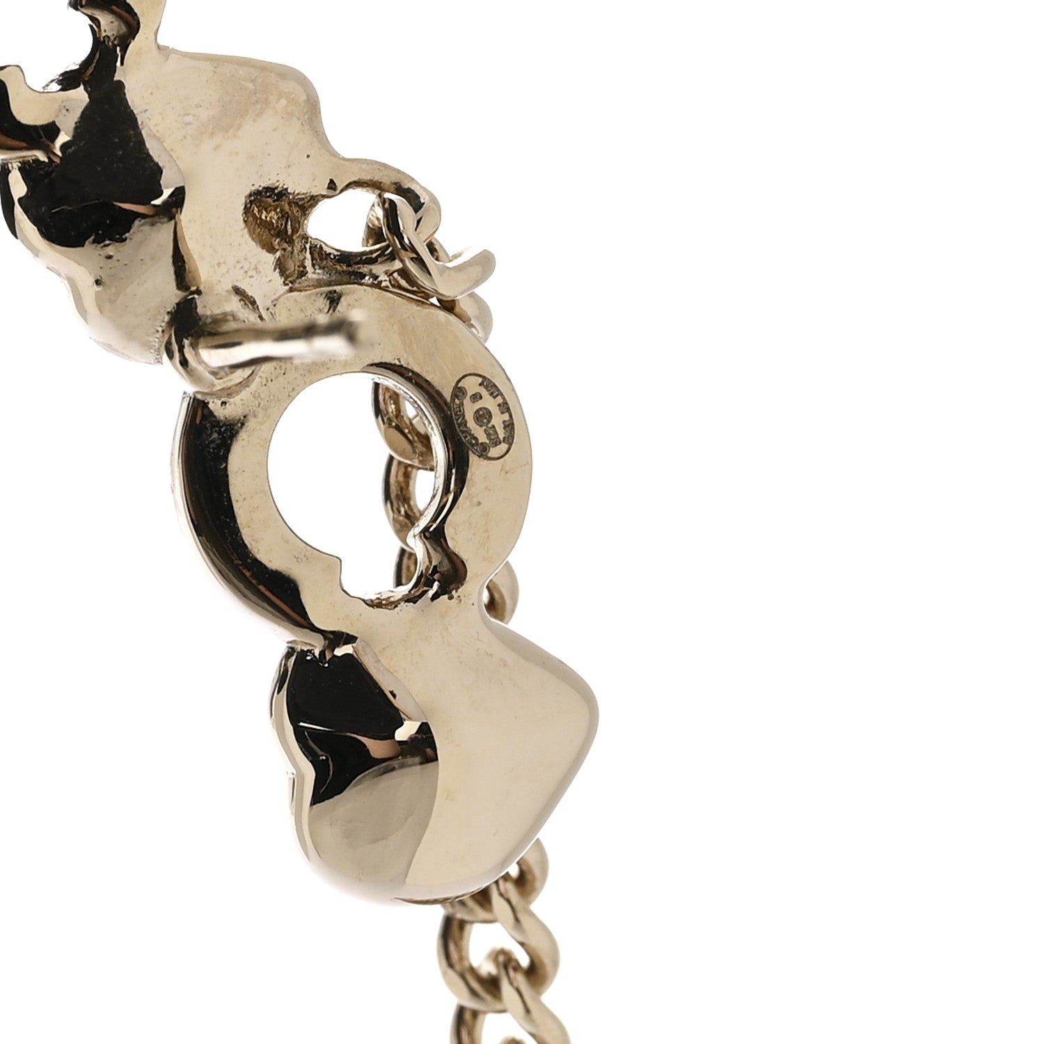 Chanel Metal Strass I Love Coco Heart Chain Climber Earrings Gold Pink 4 of 4