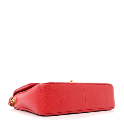 Chanel Shiny Caviar Quilted Large Chain Melody Flap Red 4 of 11