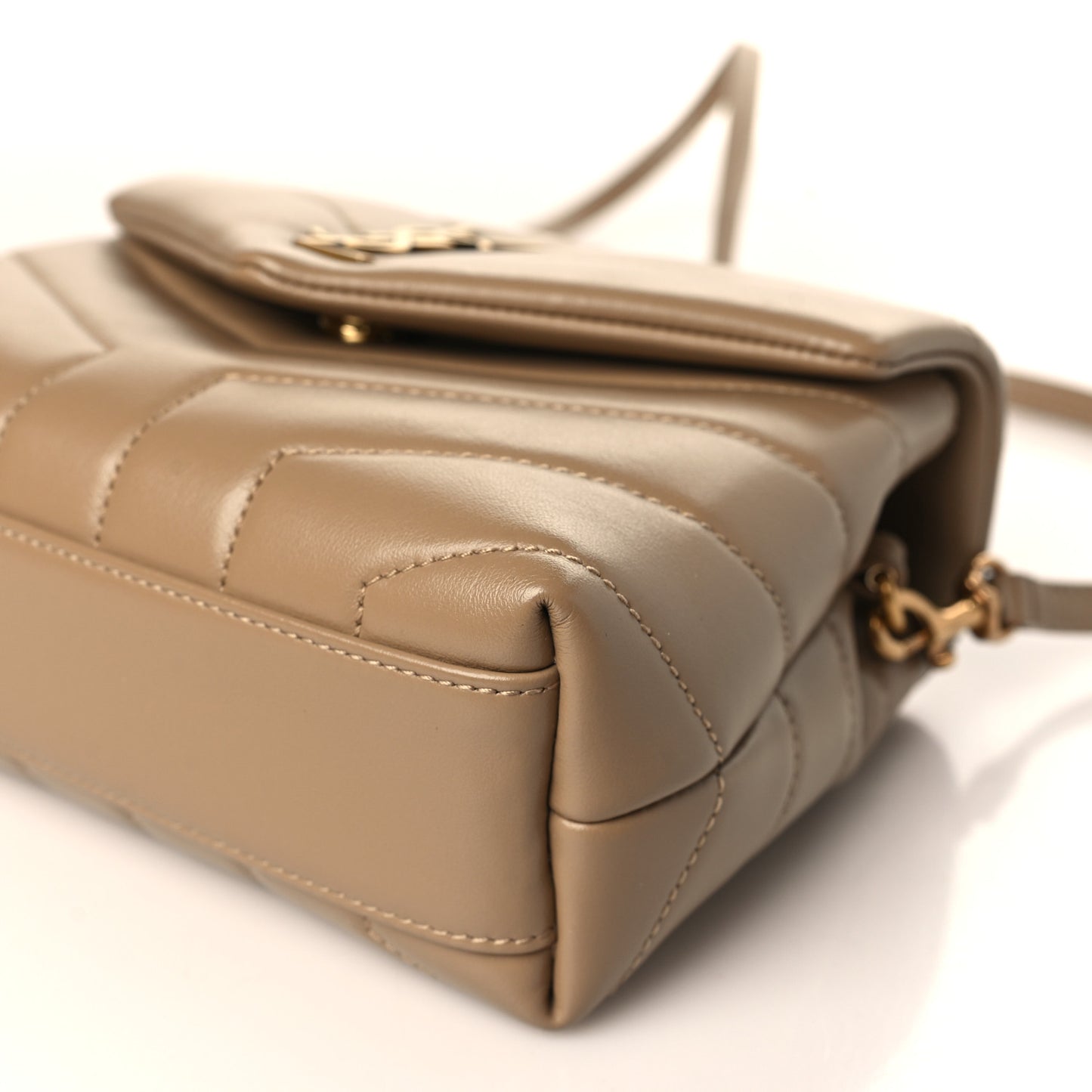 Calfskin Y Quilted Monogram Toy Loulou Crossbody Bag Latte
