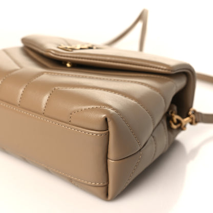 Saint Laurent Calfskin Y Quilted Monogram Toy Loulou Crossbody Bag Latte 9 of 10