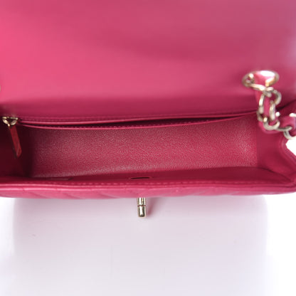 Chanel Lambskin Chevron Quilted Mini Rectangular Flap Fuchsia 5 of 12