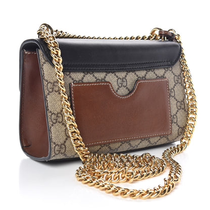 Gucci GG Supreme Monogram Calfskin Small Padlock Shoulder Bag Beige Black Cuir 4 of 10
