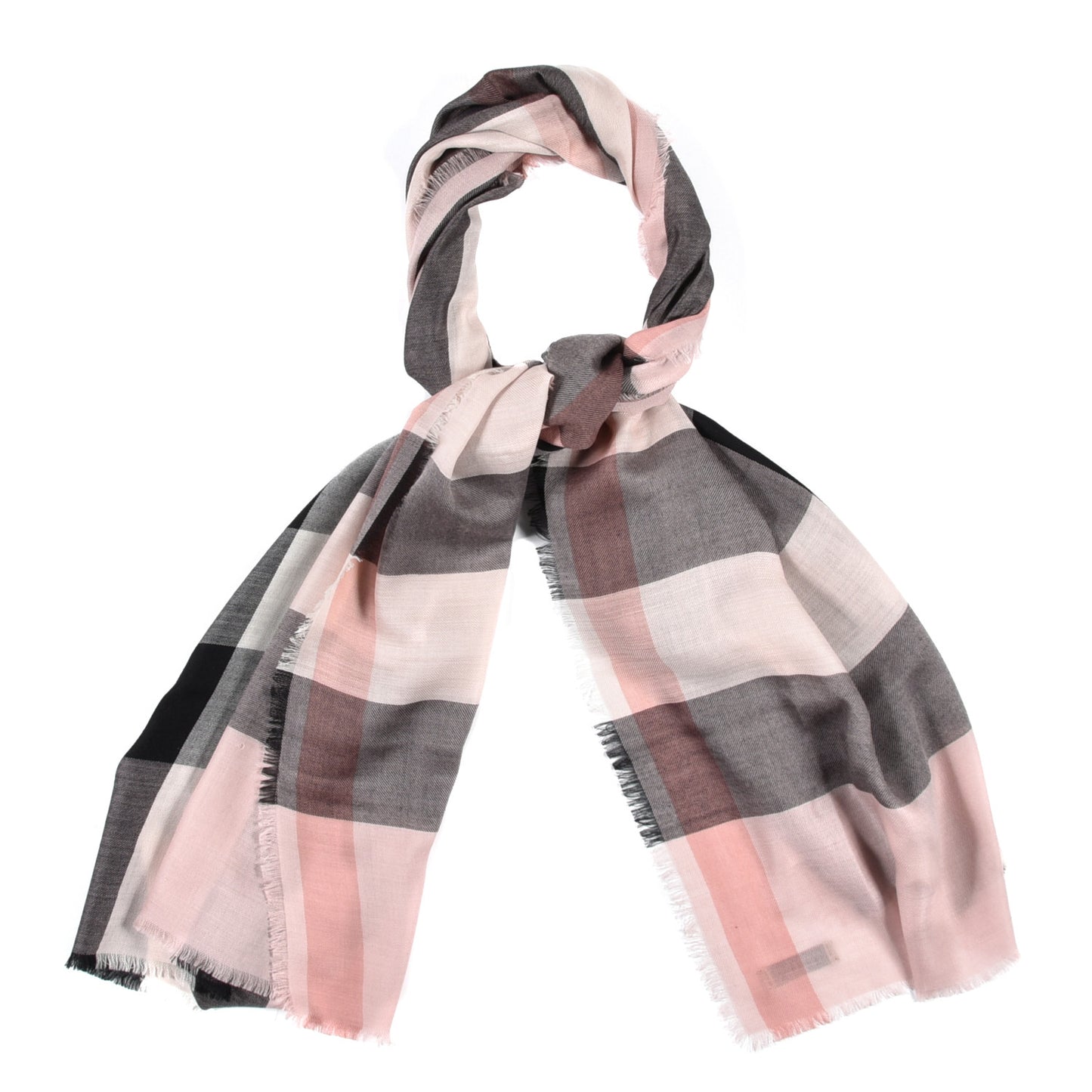 Cashmere Giant Check Scarf Ash Rose