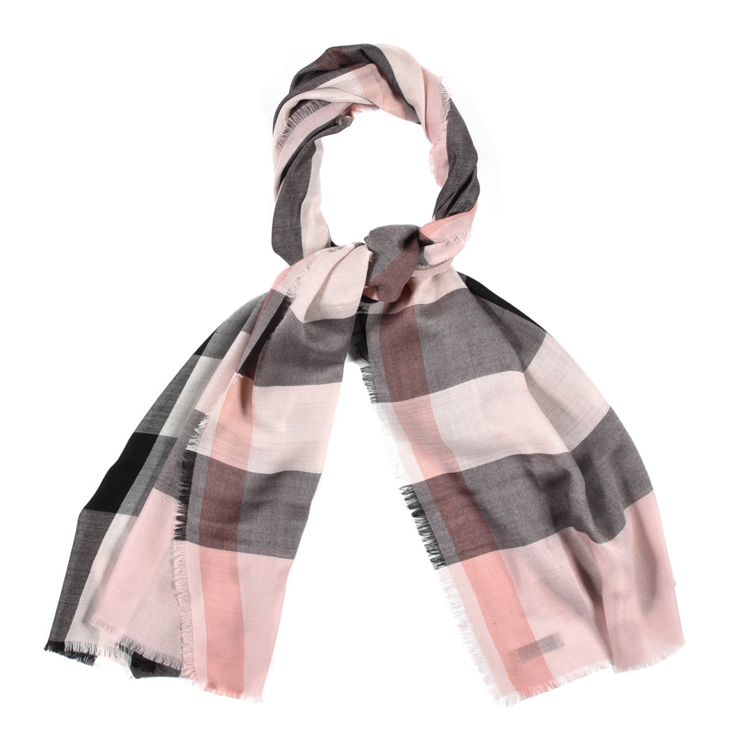 Burberry Cashmere Giant Check Scarf Ash Rose 1 of 6