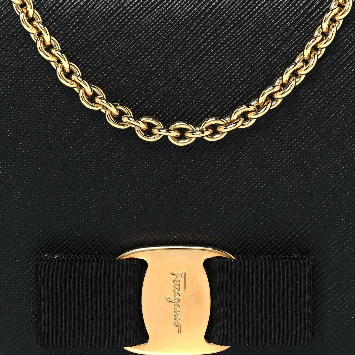 Printed Calfskin Ginny Wallet On Chain Black