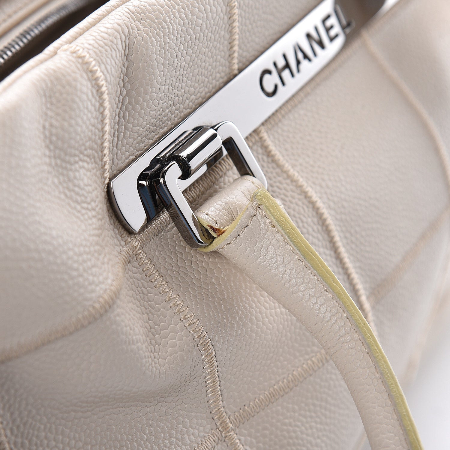 Chanel Caviar Square Stitched Large Tote Beige 10 of 16