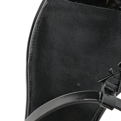 Saint Laurent Calfskin Cassandra Monogram Sandals 38 Black 9 of 10