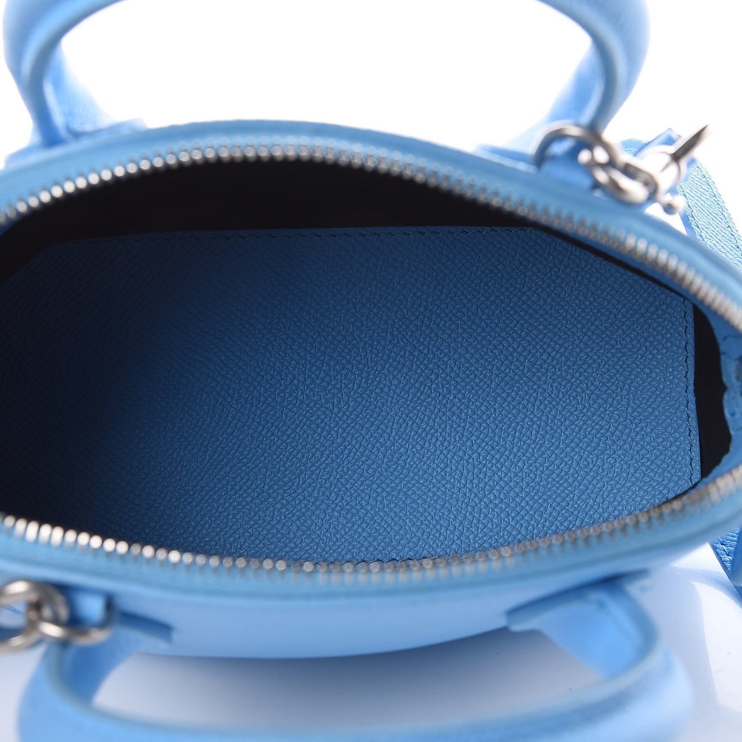 Signature Grained Calfskin Logo XXS Ville Top Handle Bag Baby Blue Black