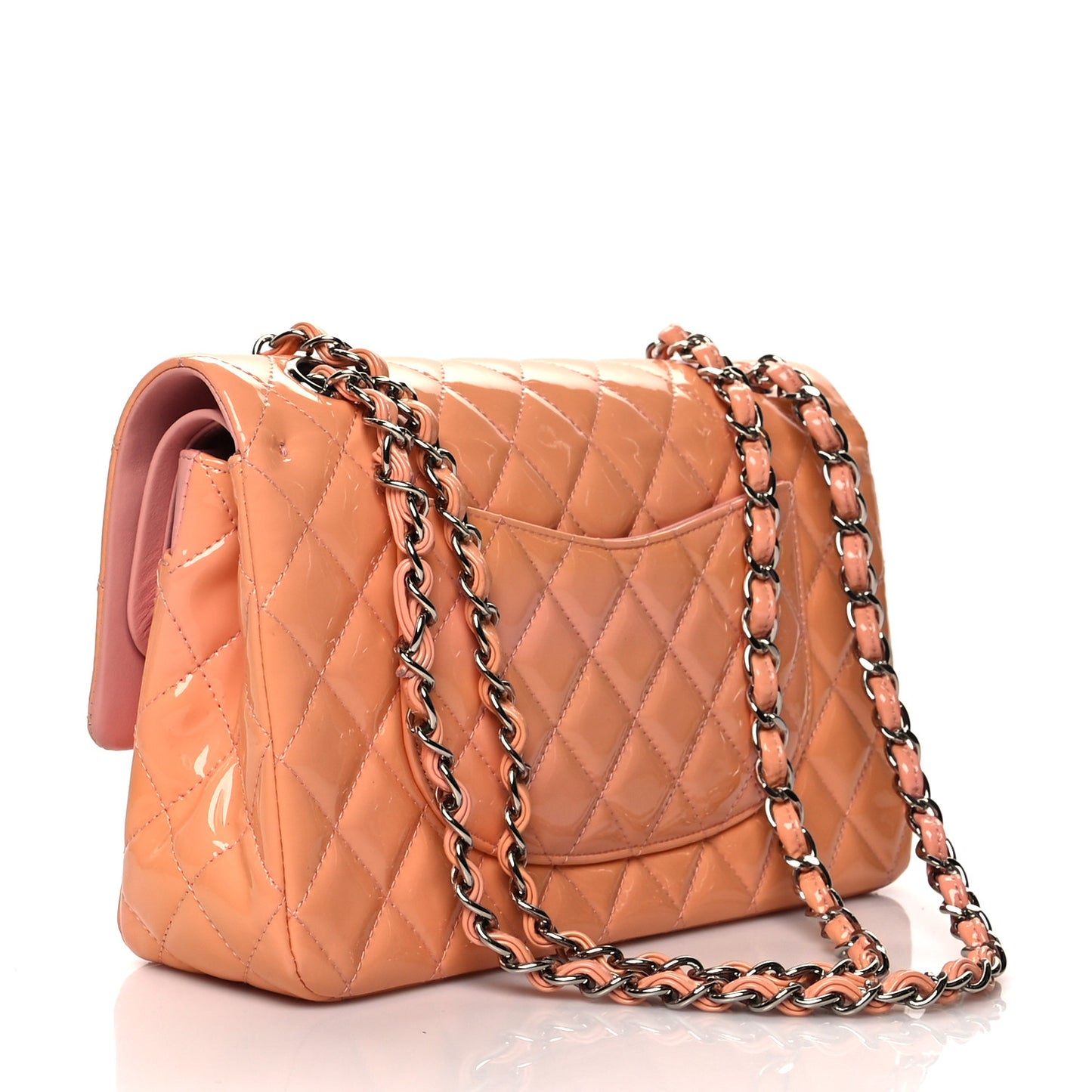 Patent Quilted Medium Double Flap Light Pink