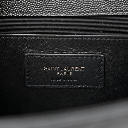 Saint Laurent Grain De Poudre Textured Mixed Matelasse Triquilt Medium Monogram Monochrome Satchel Black 6 of 11