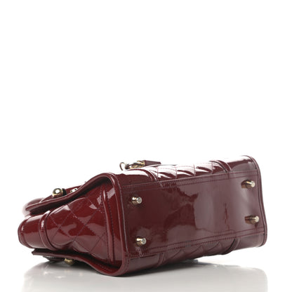 Burberry Patent Quilted Mini Manor Tote Dark Red 4 of 21