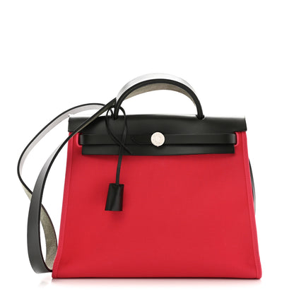Hermes Toile Officer Vache Hunter Herbag Zip 31 PM Rose Extreme Kaki 1 of 12