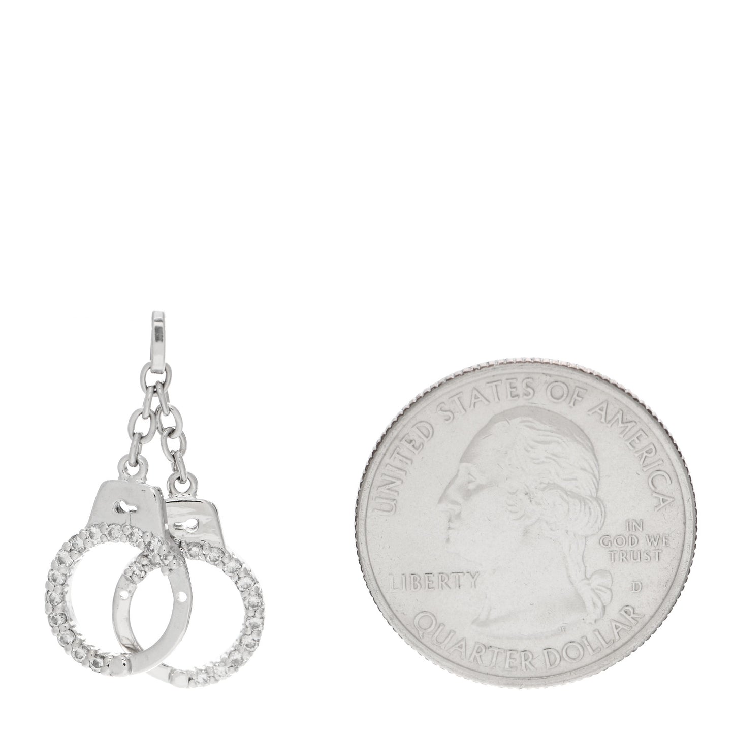 18K White Gold Diamond Handcuff Charm