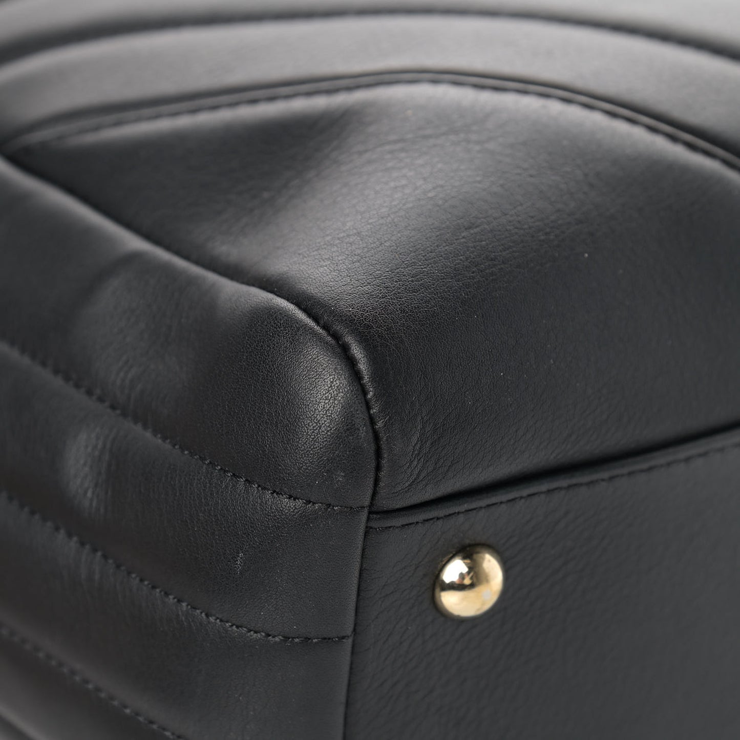 Calfskin Chevron Quilted Large Shopping Tote Black