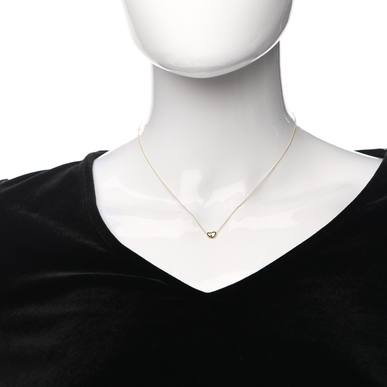 Tiffany 18K Yellow Gold 7mm Elsa Peretti Bean Pendant Necklace 2 of 5