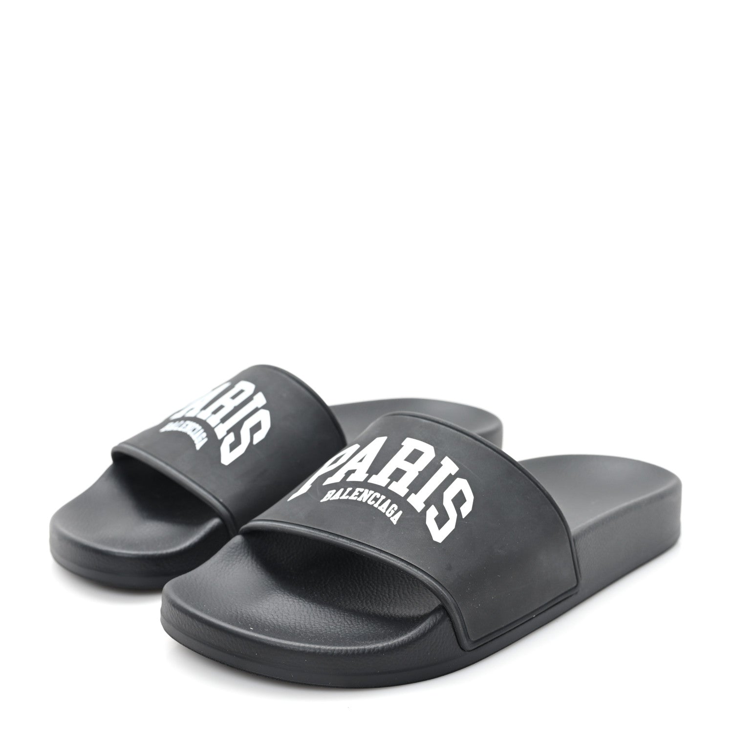 Balenciaga Rubber Paris Logo Womens Slide Sandals 35 Black 1717968