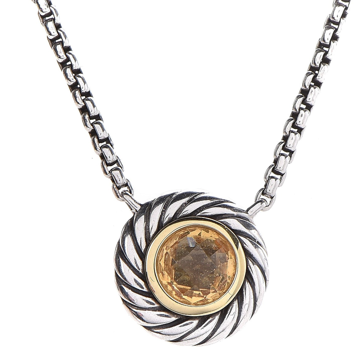 Sterling Silver 18K Yellow Gold Citrine Cookie Necklace