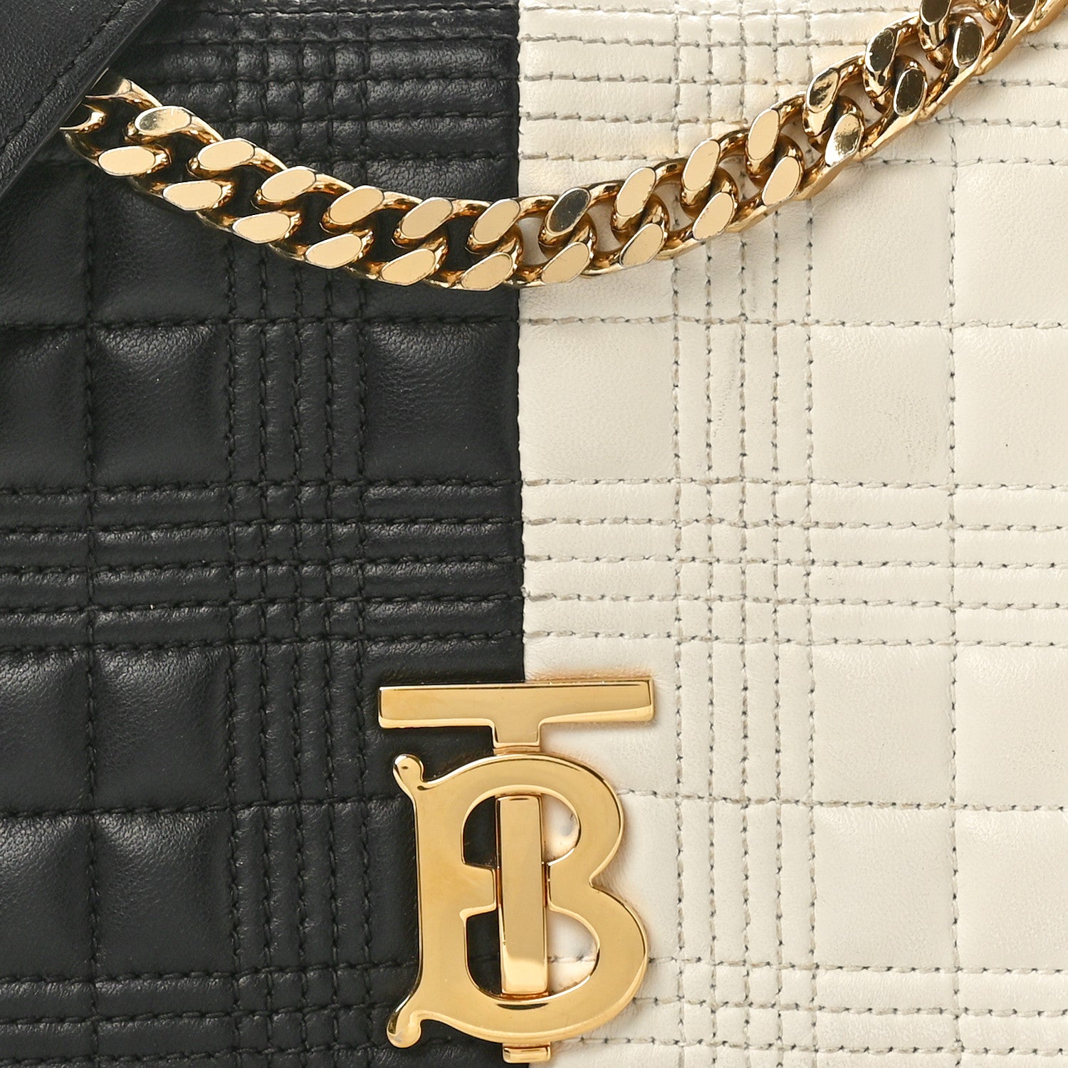 Burberry Lambskin Quilted Small Lola Bag White Black 9 of 11