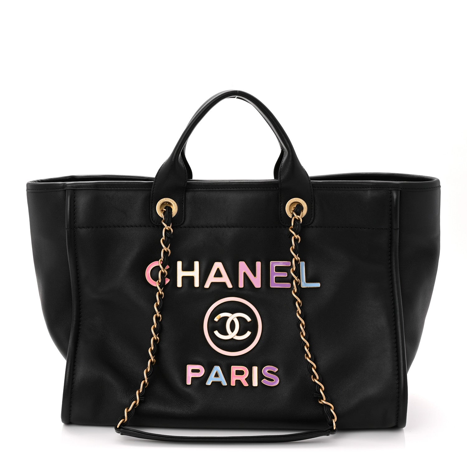 Chanel Calfskin Medium Deauville Tote Black Multicolor 1 of 11