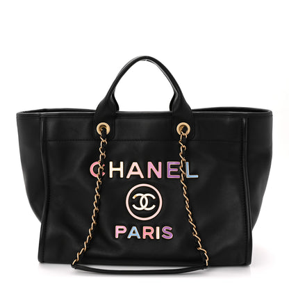 Chanel Calfskin Medium Deauville Tote Black Multicolor 1 of 11