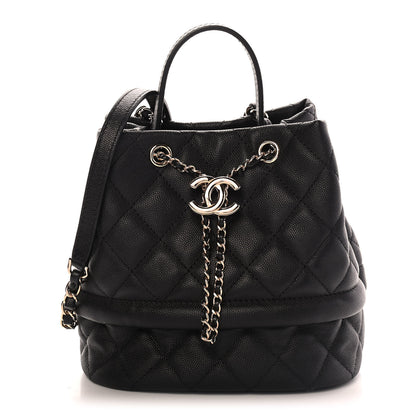 Chanel Caviar Quilted Rolled Up Bucket Drawstring Bag Black 1 of 8