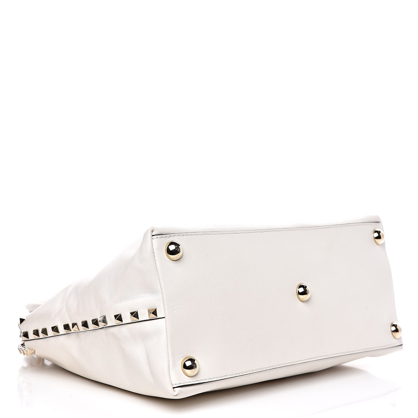 Vitello Rockstud Dome Satchel White