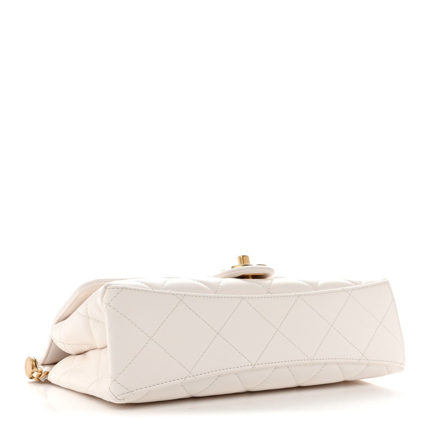 Chanel Shiny Lambskin Pearl Top Handle Flap Shopping Bag White 4 of 10