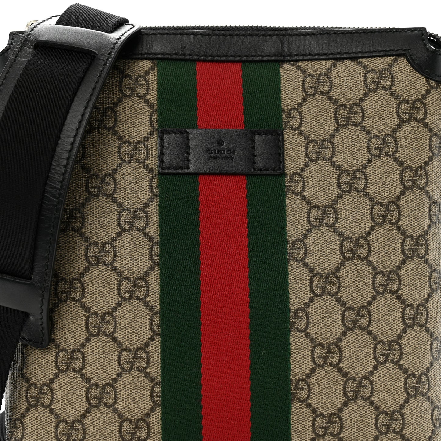 GG Supreme Monogram Web Messenger Bag Black