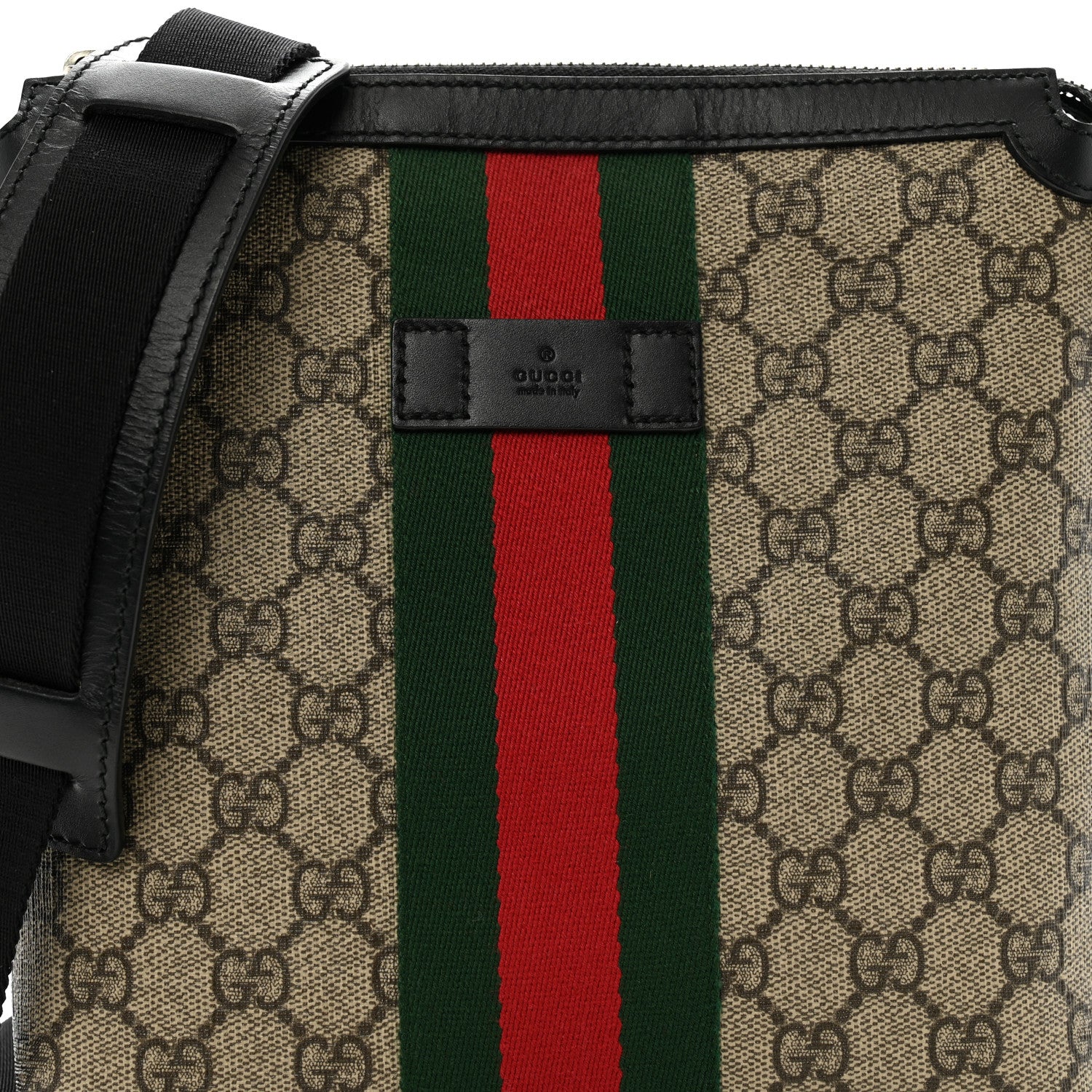 Gucci GG Supreme Monogram Web Messenger Bag Black 8 of 10