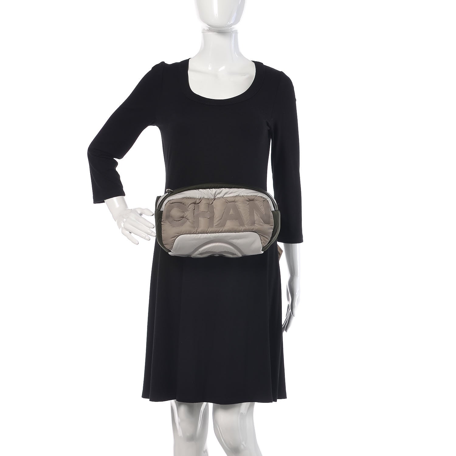 Chanel Nylon Coco Neige Belt Bag Dark Grey Khaki Grey 2 of 8