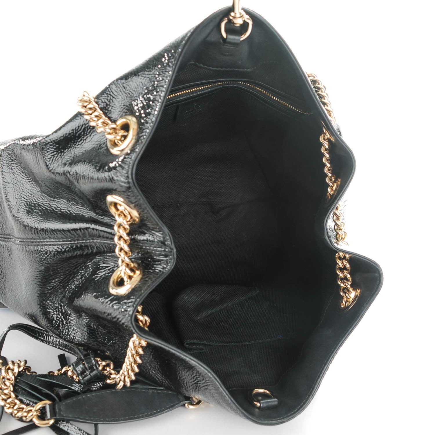 Gucci Patent Medium Soho Chain Shoulder Bag Black 5 of 7