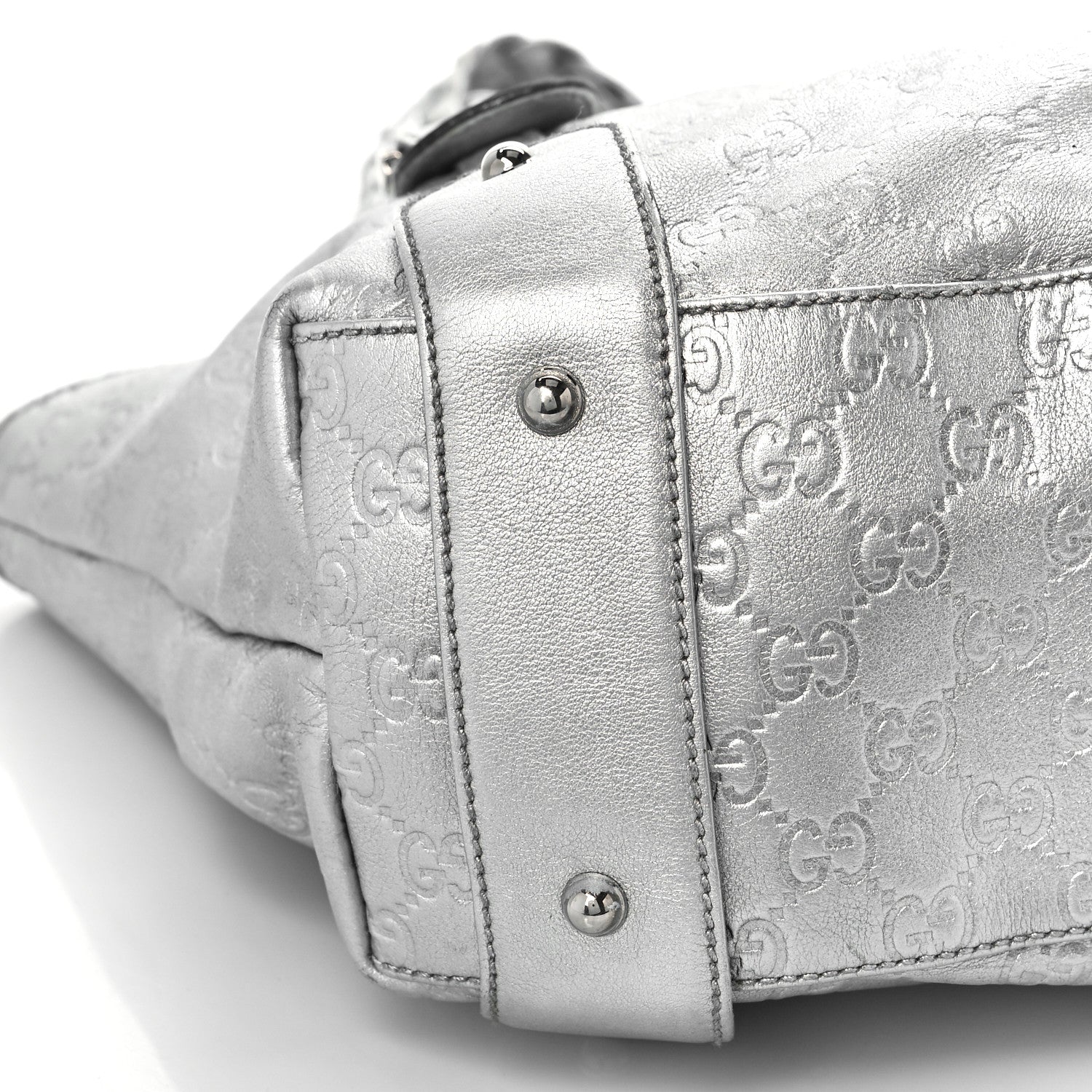 Gucci Metallic Guccissima Medium Pelham Shoulder Bag Silver 7 of 9