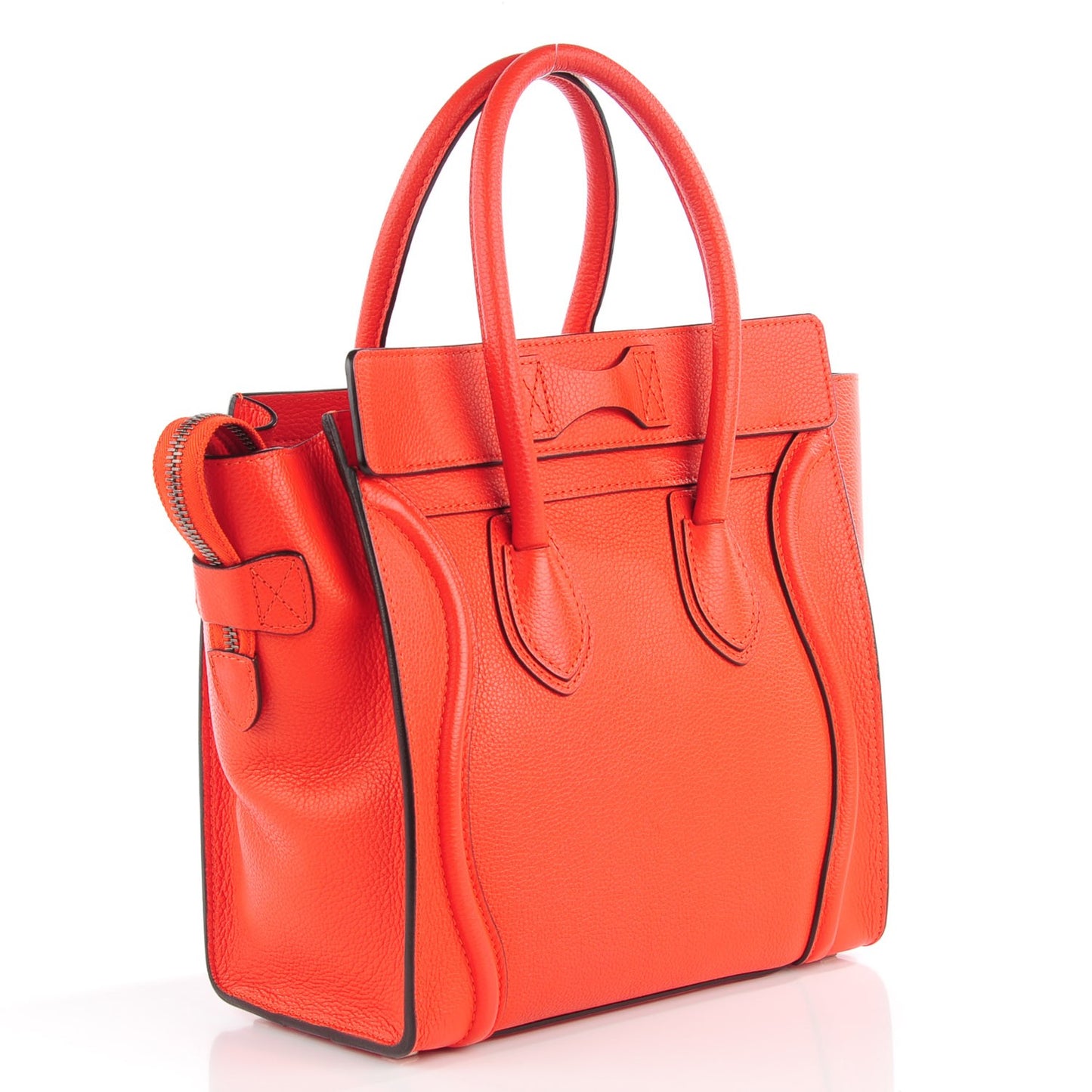 Drummed Calfskin Micro Luggage Vermillion
