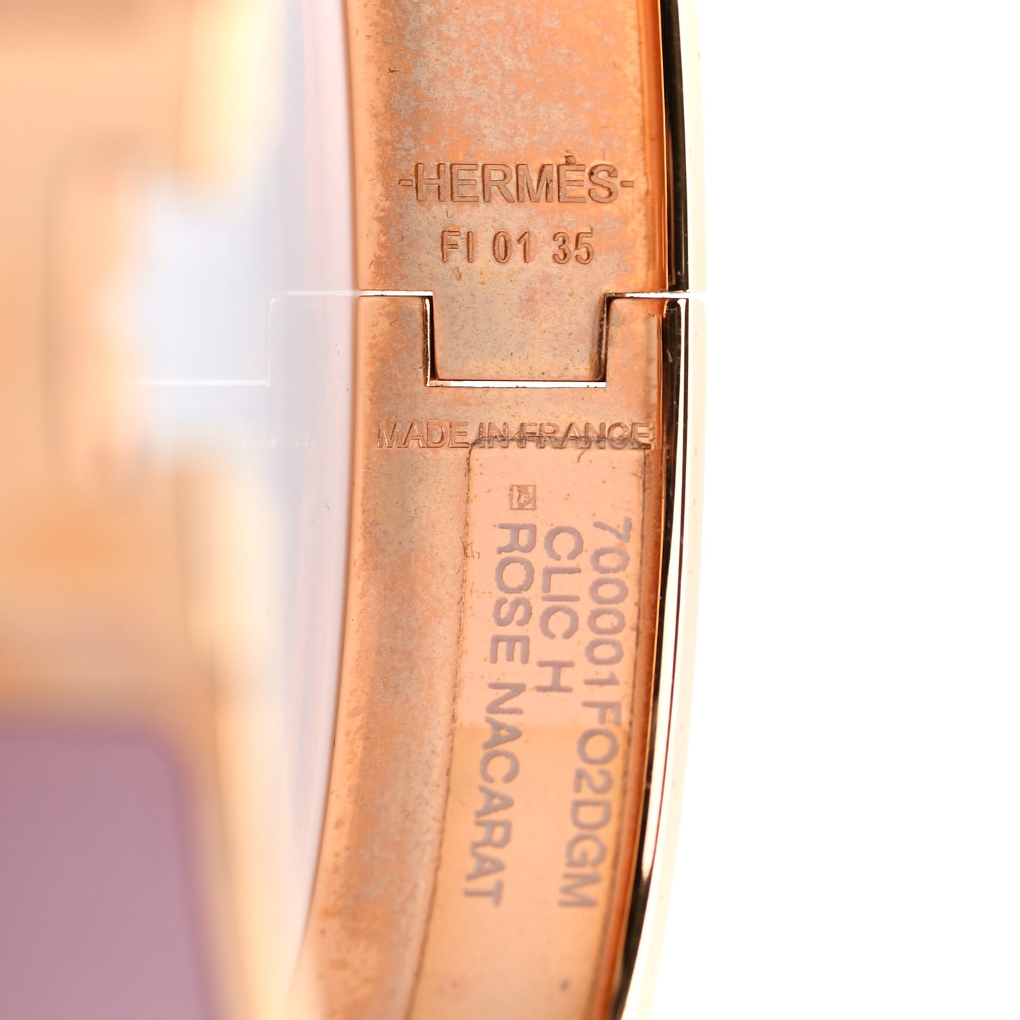 Enamel Narrow Clic Clac H Bracelet GM Rose Nacarat