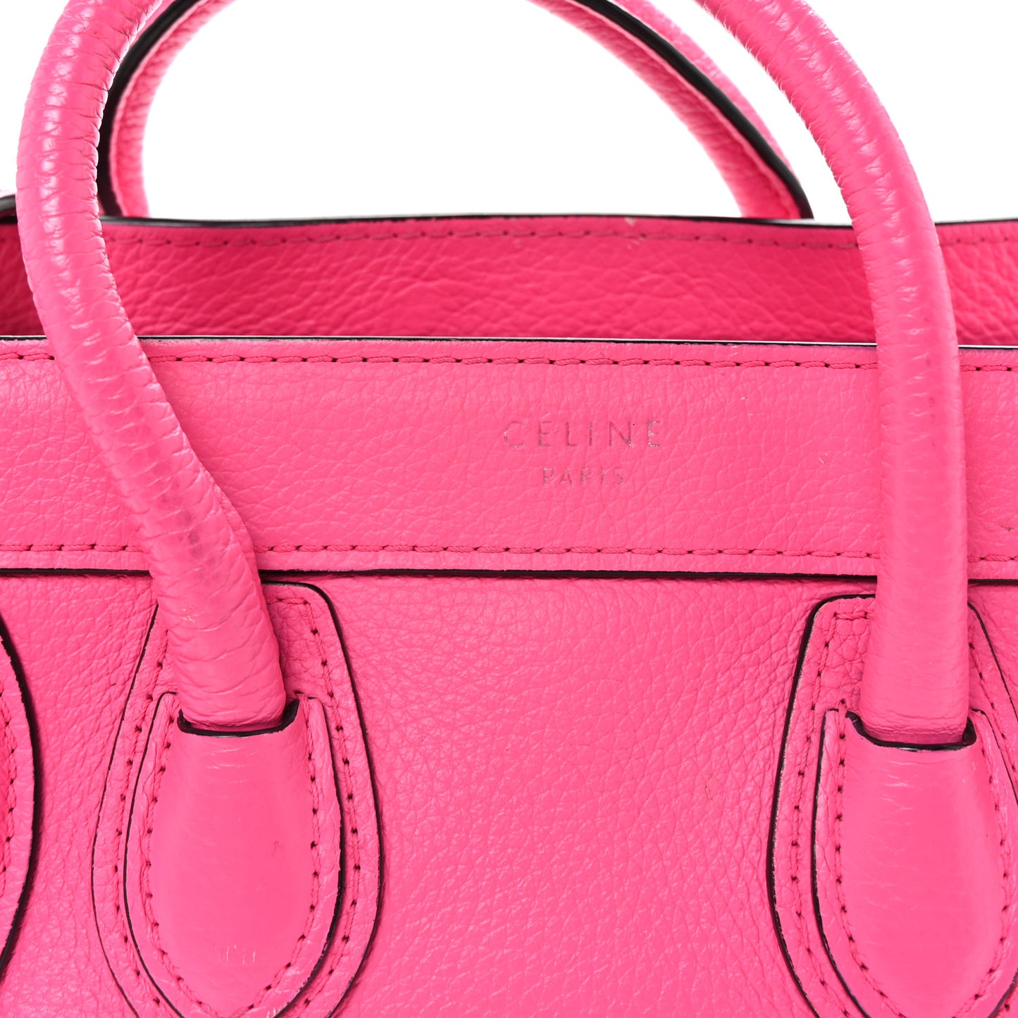 Drummed Calfskin Nano Luggage Fuchsia