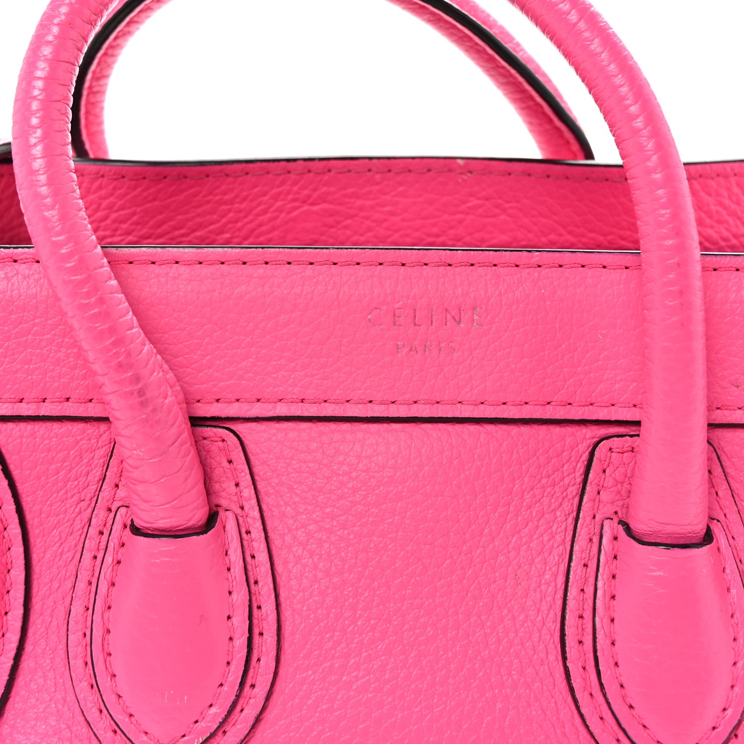Celine Drummed Calfskin Nano Luggage Fuchsia 7 of 9
