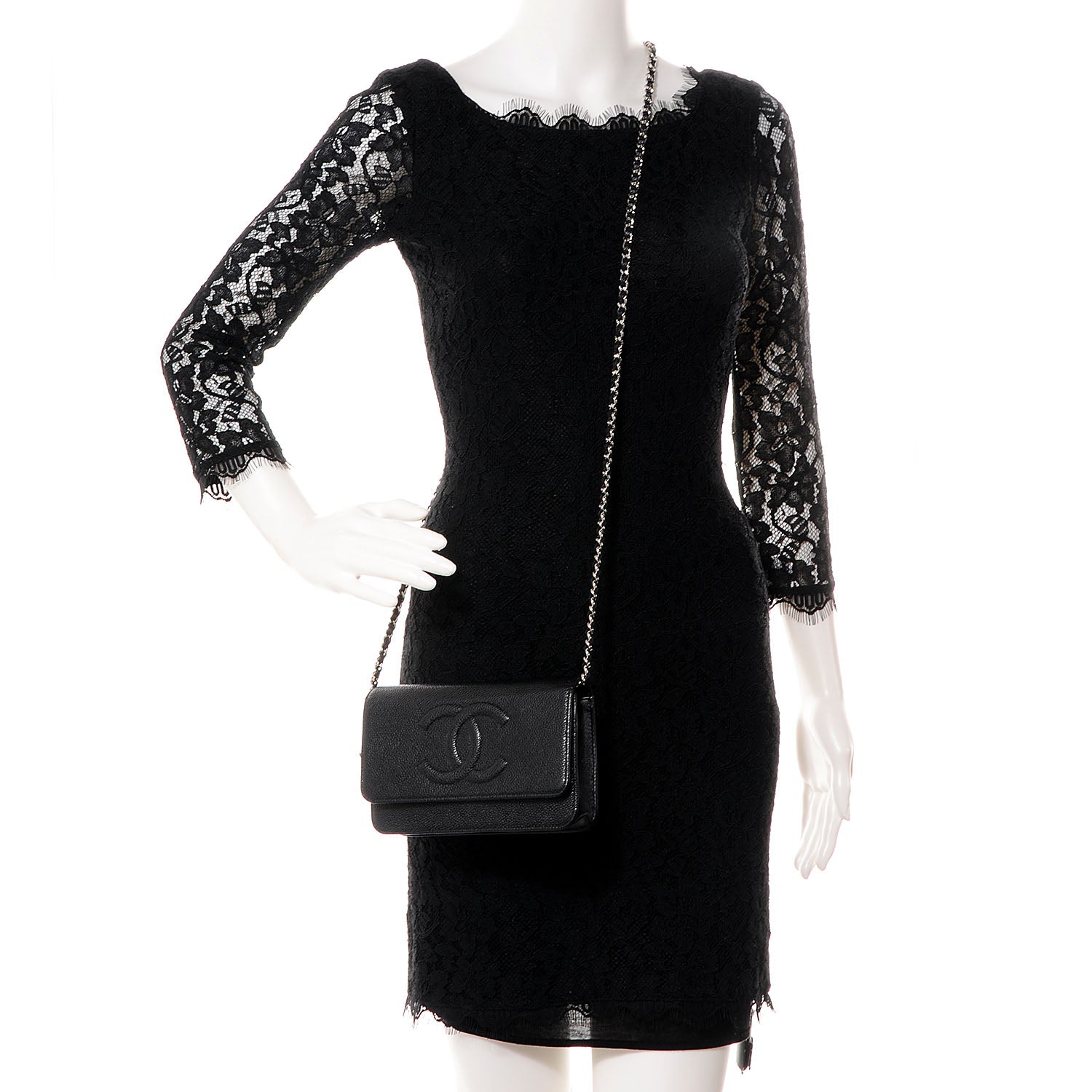 Chanel Caviar Timeless CC Wallet on Chain Black 2 of 9