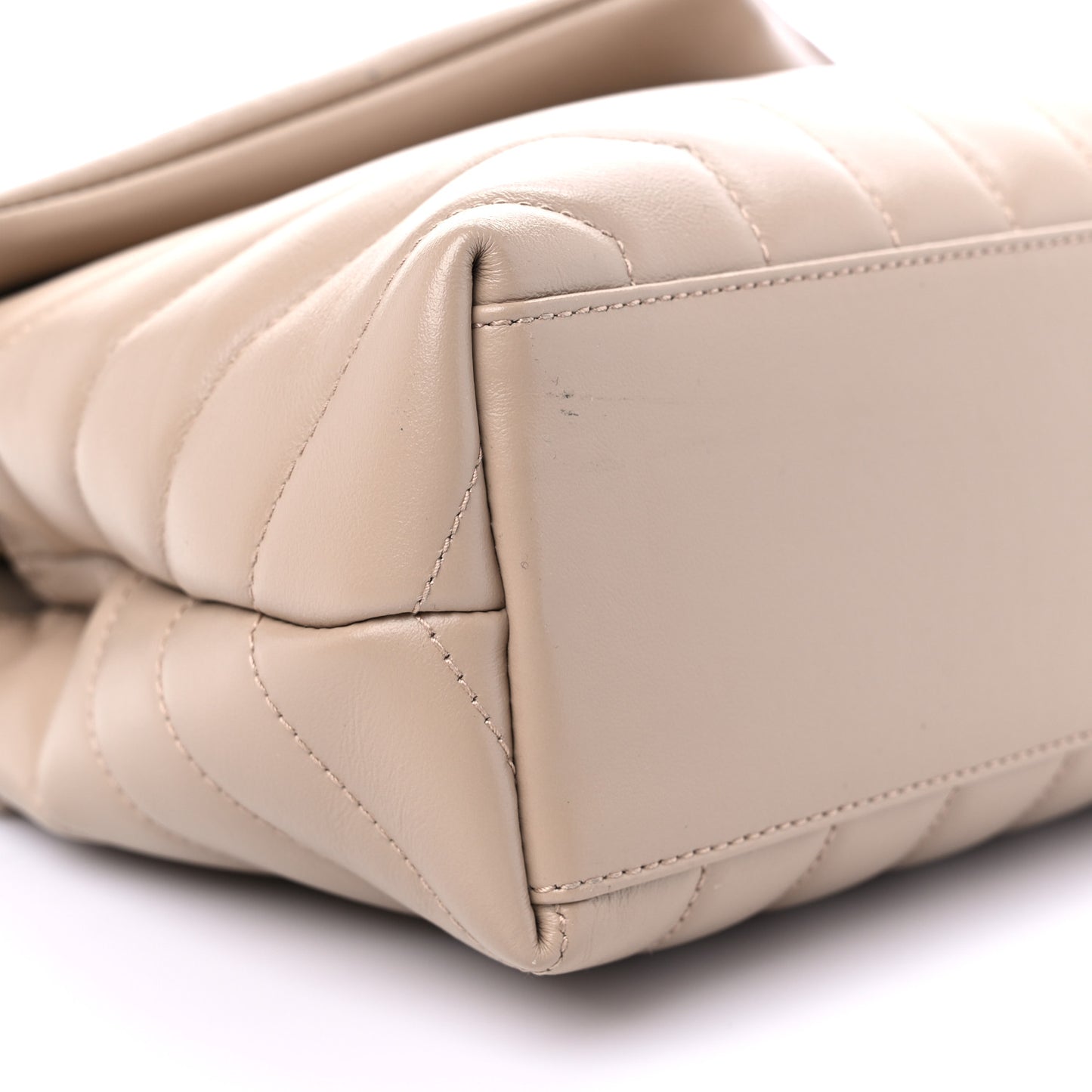 Calfskin Y Quilted Monogram Small Loulou Chain Satchel Dark Beige