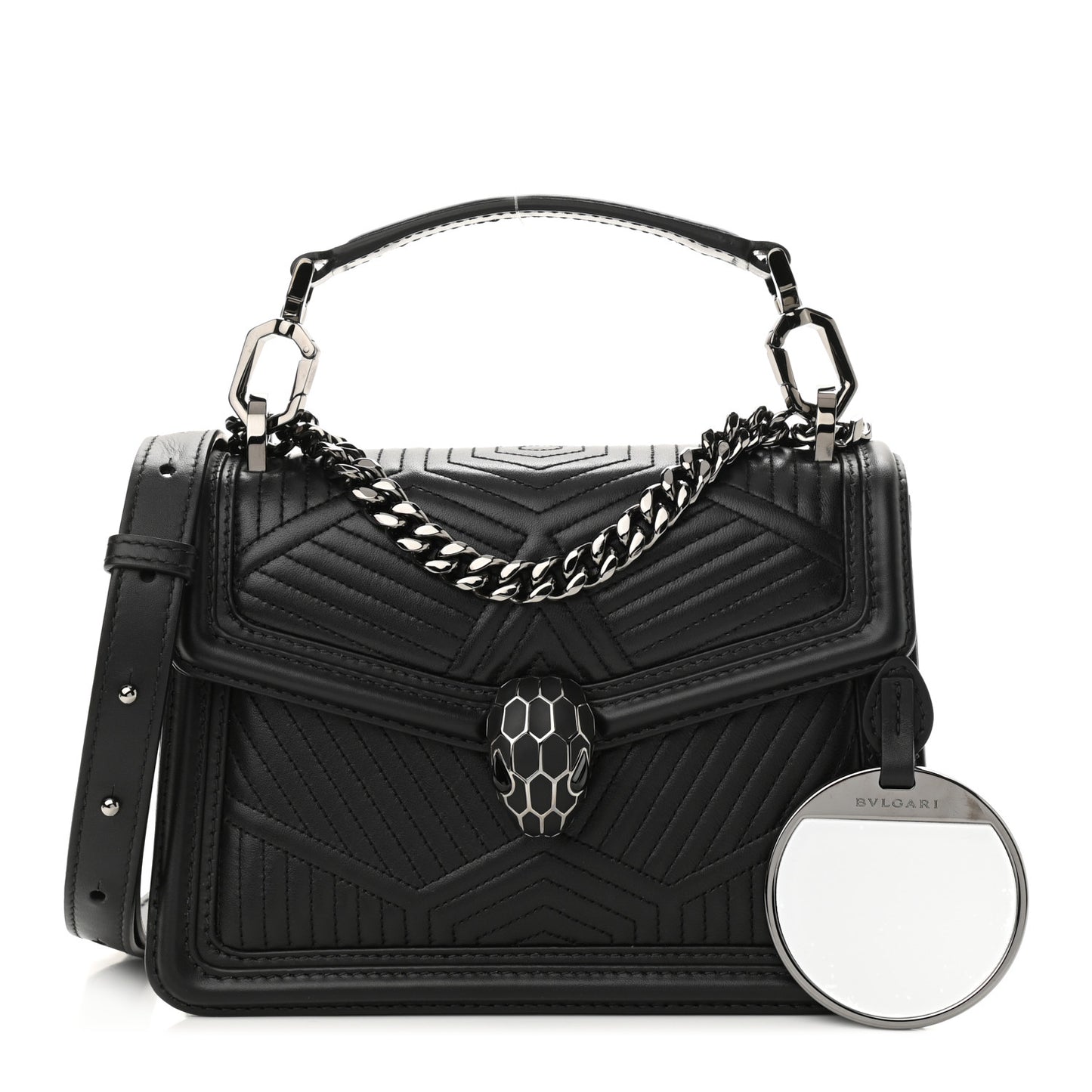 Quilted Nappa Smooth Calfskin Serpenti Forever Diamond Blast Shoulder Bag Black