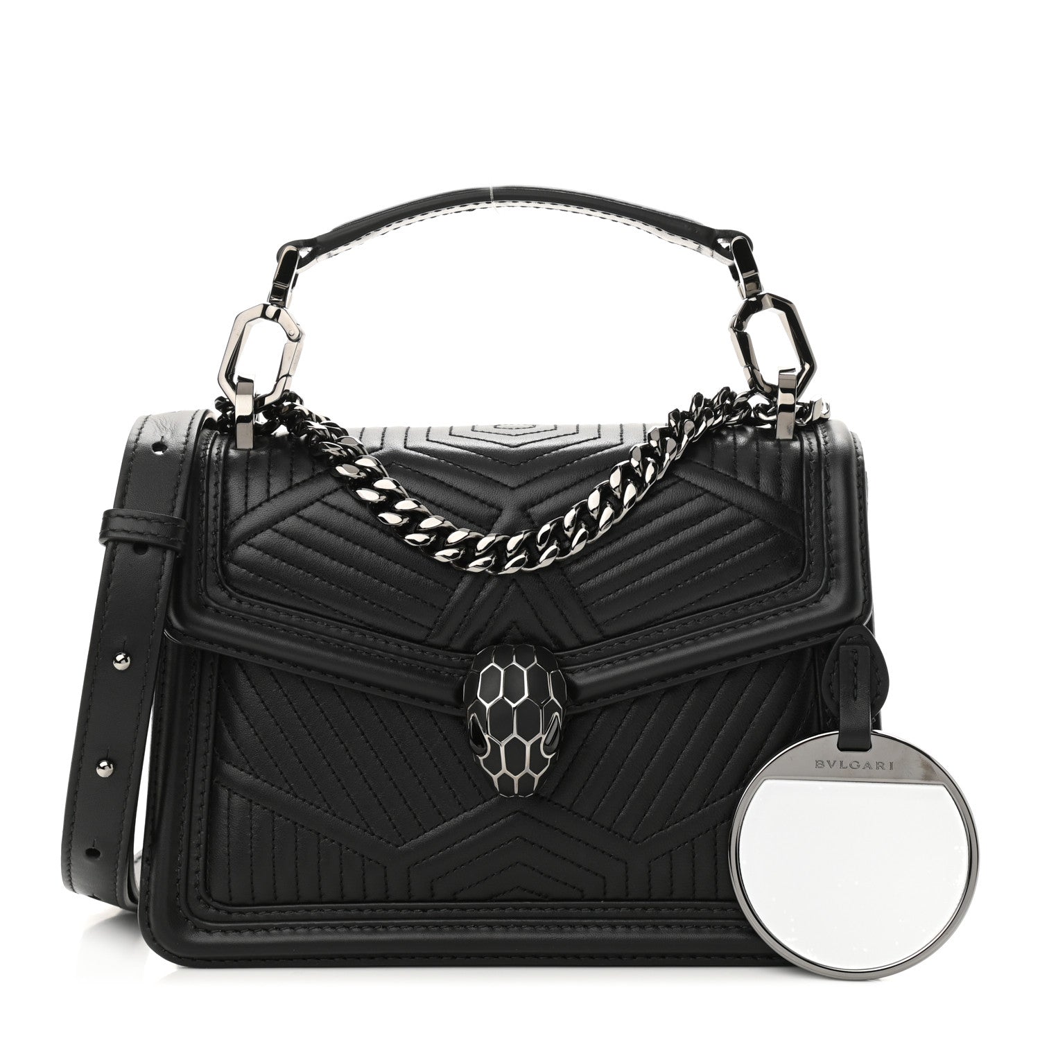 Bulgari Quilted Nappa Smooth Calfskin Serpenti Forever Diamond Blast Shoulder Bag Black 1 of 9