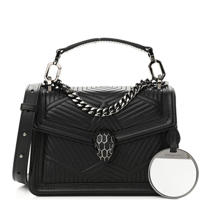 Bulgari Quilted Nappa Smooth Calfskin Serpenti Forever Diamond Blast Shoulder Bag Black 1 of 9