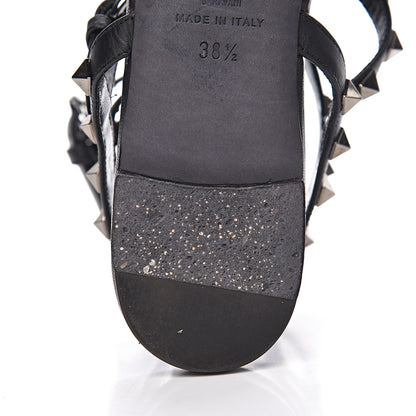 Valentino Garavani Nappa Rockstud Ankle Strap Flat Thong Sandals 38.5 Black 11 of 12